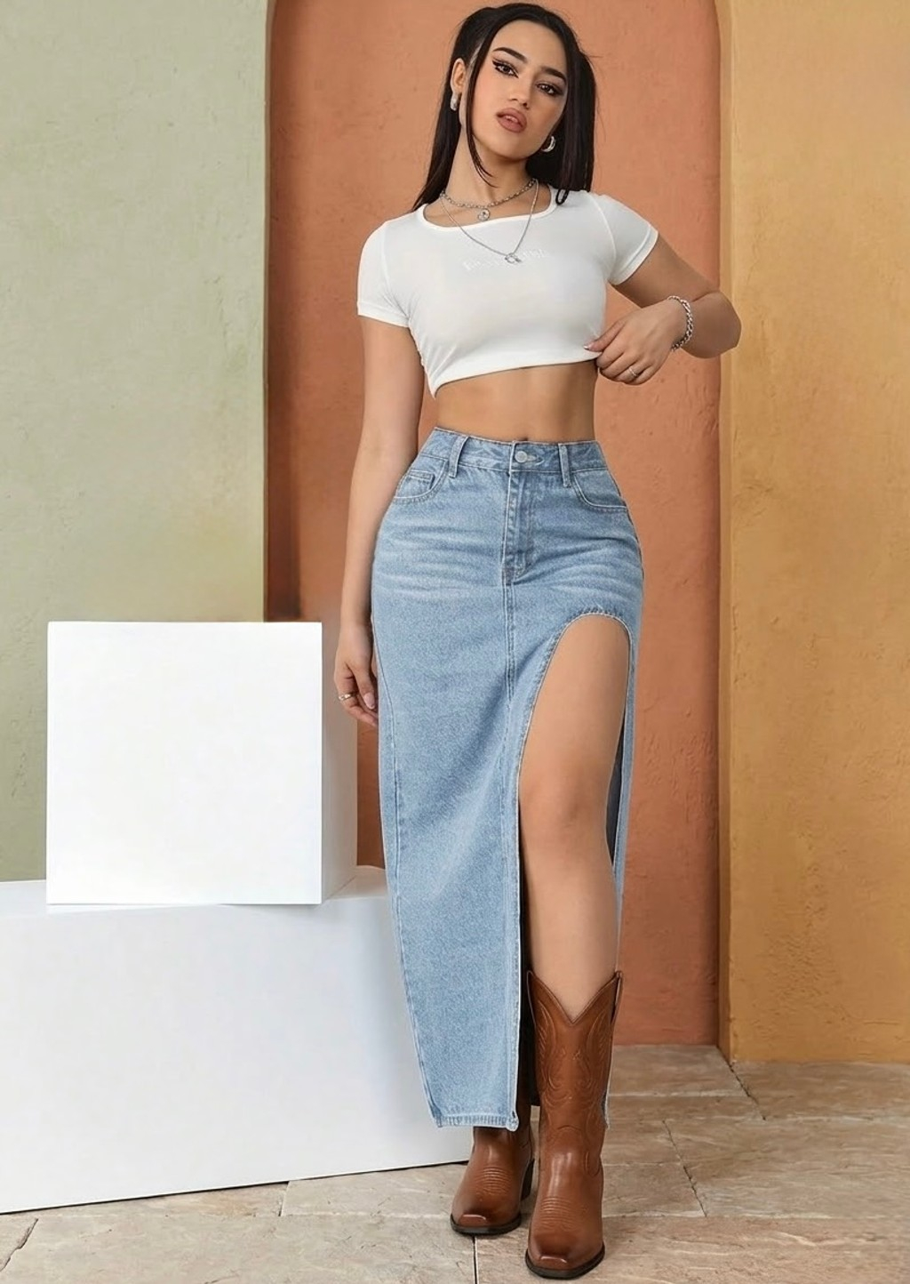 785-019d0380-5158-727e-917f-83e9b0bbc7fb.jpg Falda de mezclilla - Imagen 1